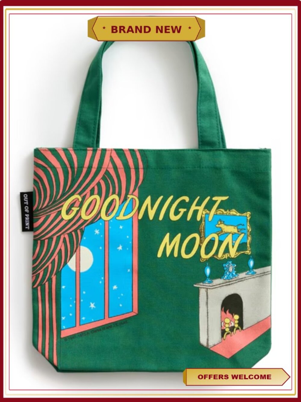 Cotton Canvas Mini Tote Bag with Bottom Gusset, Literary Book Bag